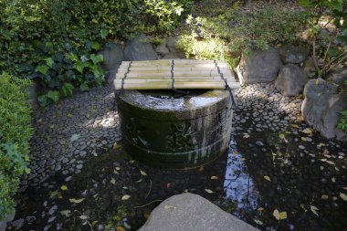 Bambu kapaklı eski bir taş.