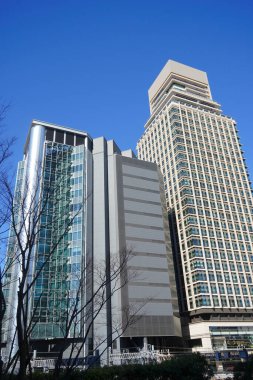 Yüksek binalar ve mavi gökyüzü - Tokyo, Japonya