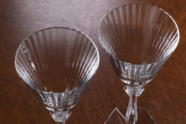 empty glasses on a table