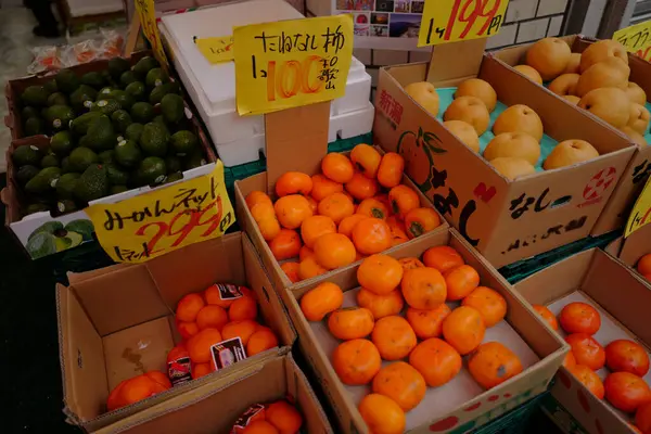 Fresh Fruits Vegetables Boxes Market — Stock Photo, Image