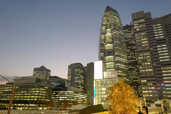 Oświetlone Budynki Przy Ulicy Tokio Japonia — Zdjęcie stockowe