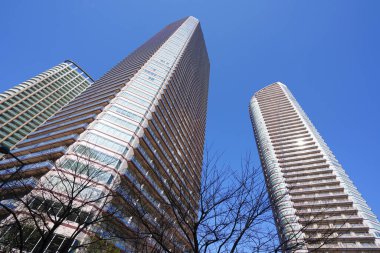 Yüksek binalar ve mavi gökyüzü - Tokyo, Japonya