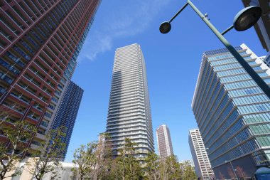 Yüksek binalar ve mavi gökyüzü - Tokyo, Japonya