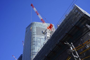 Güneşli bir günde Tokyo 'nun mimarisi. Japonya 