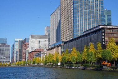 Tokyo, Japonya 'daki modern binalar. Modern şehir mimarisi