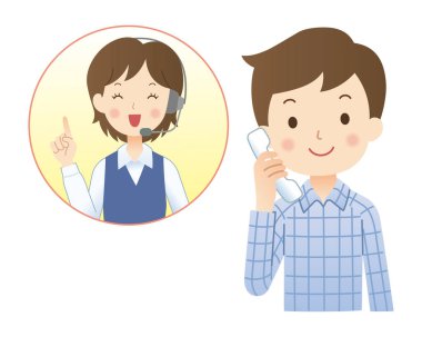 Çocuk müşteri hizmetlerini arıyor, illüstrasyon