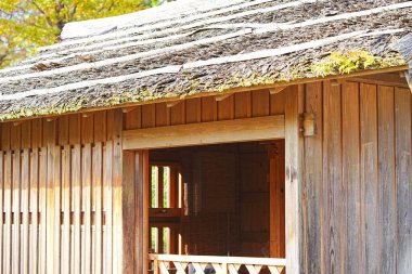 Geleneksel Japon bambu çatısı, mimari detay 