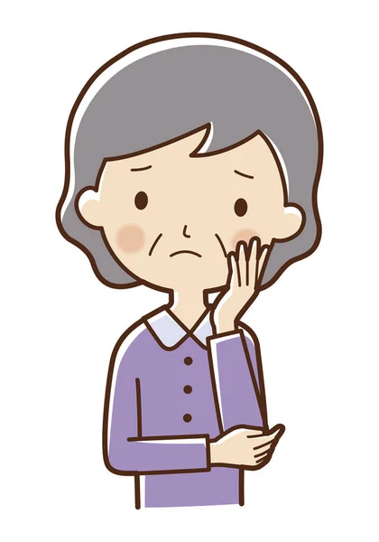 illustration of sad cartoon old woman