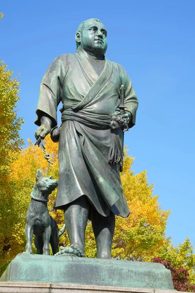 Staty Saigo Takamori Nära Södra Ingången Till Ueno Park Japan — Stockfoto
