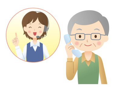 Üst düzey adam müşteri hizmetlerini arıyor, illüstrasyon