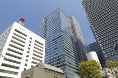 Yüksek binalar ve mavi gökyüzü - Tokyo, Japonya