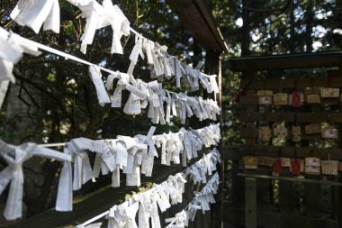  Omikuji kağıt servetleri Japonya 'daki geleneksel Japon dua geleneklerini ve ruhani rehberliği yansıtıyor.