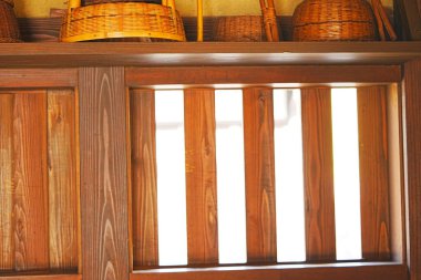 Eski geleneksel Japon mutfağı ayrıntıları.