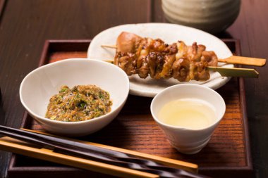 Lezzetli Asya yemekleri. Yakın çekim.