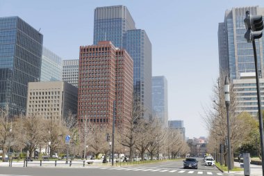 Yüksek binalar ve mavi gökyüzü - Tokyo, Japonya