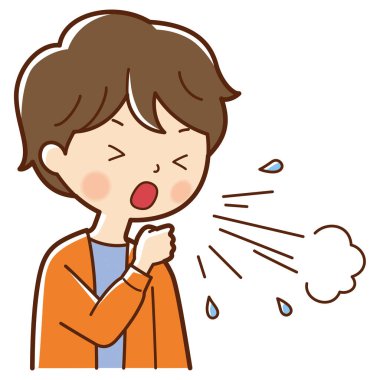 Öksüren çizgi film çocuğu, hastalık çizimi.