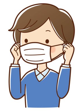 Tıbbi maske takan kadın, çizim tasarımı.
