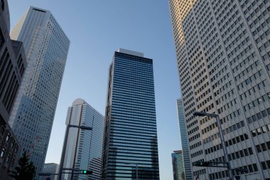 Yüksek binalar ve mavi gökyüzü - Tokyo, Japonya