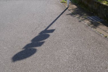 Yolun ortasında gölgeli asfalt yol