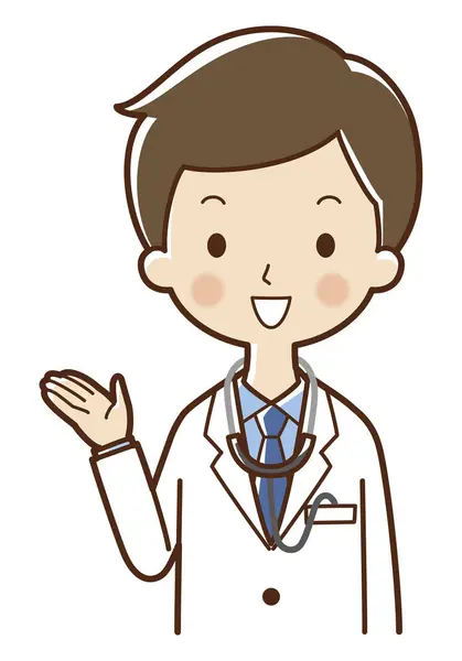 cartoon male doctor icon on white background