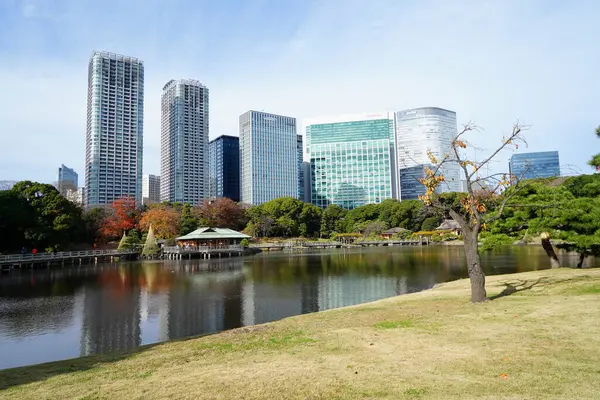 東京都の近代的なタワーとグリーンパークを備えたシティスケープ — ストック写真