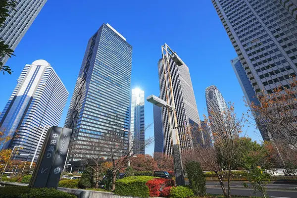 东京的摩天大楼在阳光明媚的日子 — 图库照片