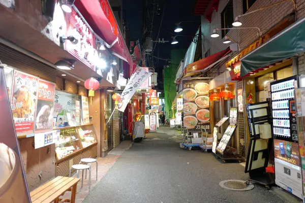 Tiendas Iluminadas Calle Ciudad Japonesa Moderna — Foto de Stock