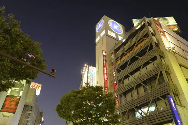 Belyst Gata Med Galleria Byggnad Tokyo Stad Natten Japan — Stockfoto