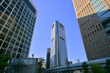 Yüksek binalar ve mavi gökyüzü - Tokyo, Japonya