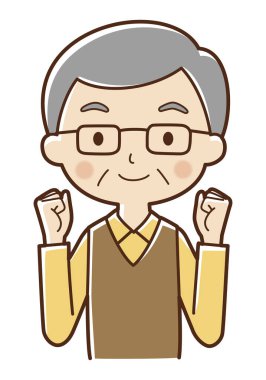 Mutlu yaşlı adam çizgi film çizimi grafik tasarımı