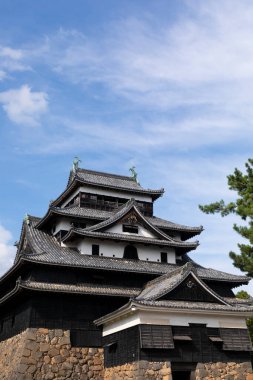 Japonya 'daki eski ahşap kale. 