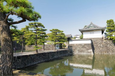 Tokyo İmparatorluk Sarayı 'ndaki Sakurada Kapısı, Tokyo, Japonya. Edo Kalesi 'nin Kapısı