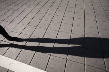 Sokaktaki adamın gölgesi.