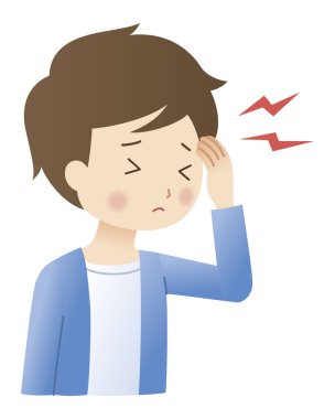 Baş ağrısından muzdarip bir çocuğun tasviri.