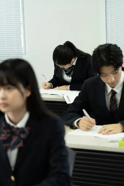 Japanse Scholieren Uniform Studeren Klas — Stockfoto
