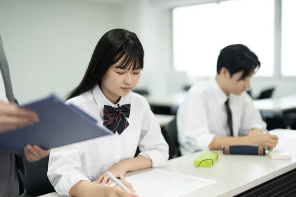 Japanse Scholieren Uniform Studeren Klas — Stockfoto