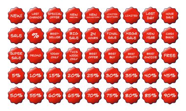 İndirim etiketleri hazır. vektör.