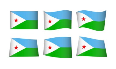 Vektör illüstrasyonu, Cibuti bayrakları seti