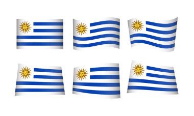 Vektör illüstrasyonu, Uruguay bayrakları kümesi