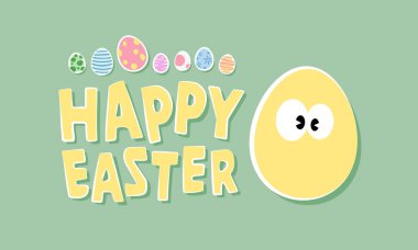 happy easter card with funny cartoon eggs