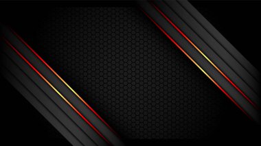 Dark Metallic Tech Karbon Arkaplan Sancak Veri Kağıdı Çapraz Parlayan Kırmızı Kenarlıklarla