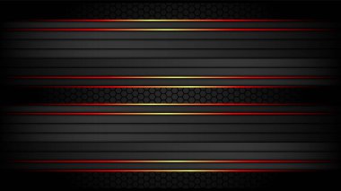 Dark Metallic Tech Karbon Arkaplan Sancak Veri Kağıdı Parlayan Kırmızı Kenarlıklarla