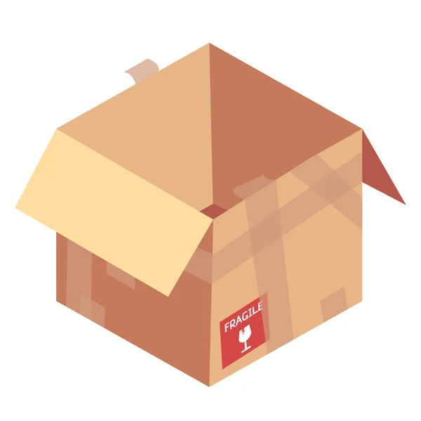 Teslimat Paketi Vektör Tasarımlı Izole Karton Kutu — Stok Vektör
