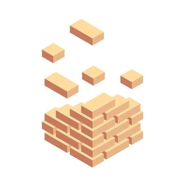 Brick Building Icon Isometric Vector Brick Building Brick Building Icon — Stock Vector