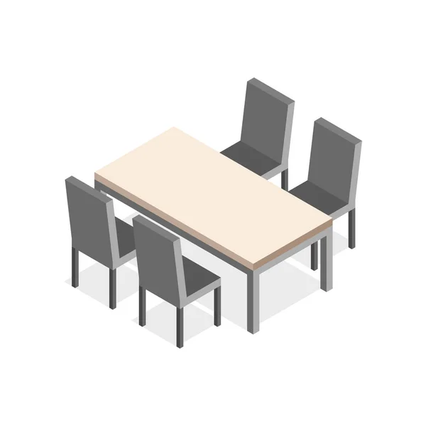 椅子のあるテーブル 白い背景の孤立したベクトル — ストックベクタ