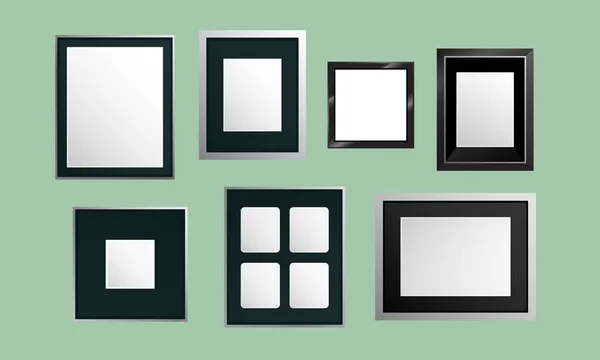Set Photo Frames Grey Background — Stock Vector