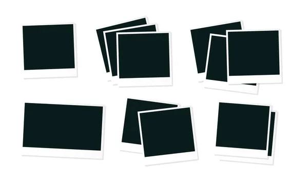 Blanco Lege Polaroid Fotolijsten Vector Icoon Set Sjabloon — Stockvector