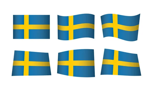 Vektorillustration Eine Reihe Von Flaggen Schwedens — Stockvektor