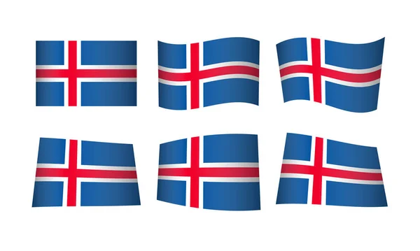 ベクトルイラスト アイスランドの旗のセット — ストックベクタ