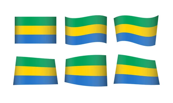 Vektör Çizimi Gabon Bayrakları Kümesi — Stok Vektör